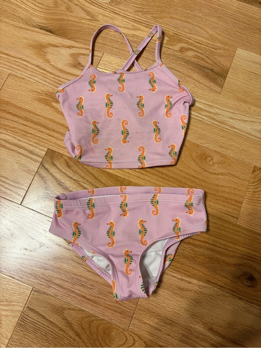 Hanna Andersson Pink Seahorse Print Girls Two-Piece Bikini